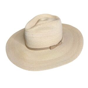 Vintage Optimo Custom HatWorks Casa Blanca Natural Palm Leaf Wide Brim Hat 7 1/8